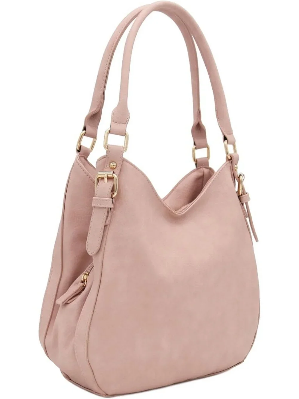 Stylish Lightweight Medium Hobo Bag - 3 Compartment Faux Leather Tote Handbag